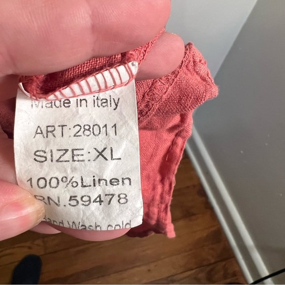 Blu Orchid Linen Shift Dress Pink Textured Floral Neckline XL - Picture 10 of 10